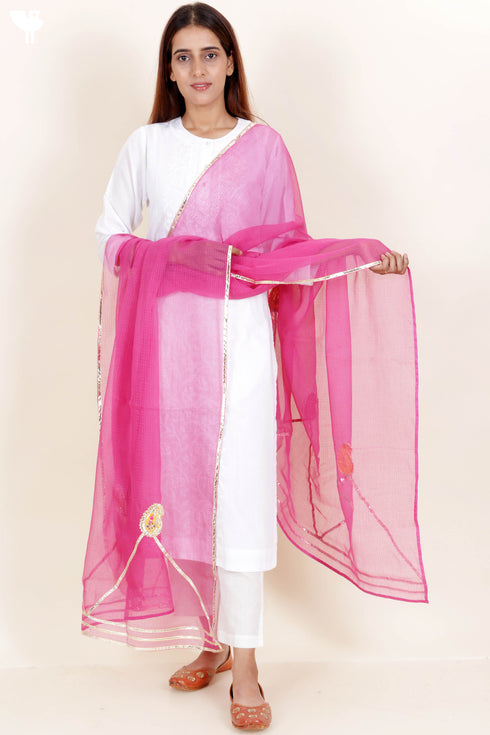 Kota Doria Dupatta With Gota Patti Embroidery